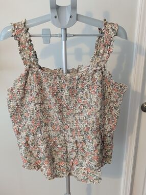 Old Navy Floral Smocked Camisole - Peach & Green